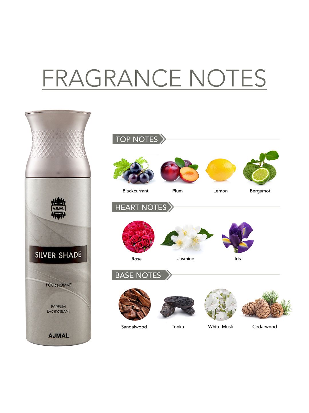 Ajmal Men Silver Shade Parfum Deodarant 200ml (Image - 2)