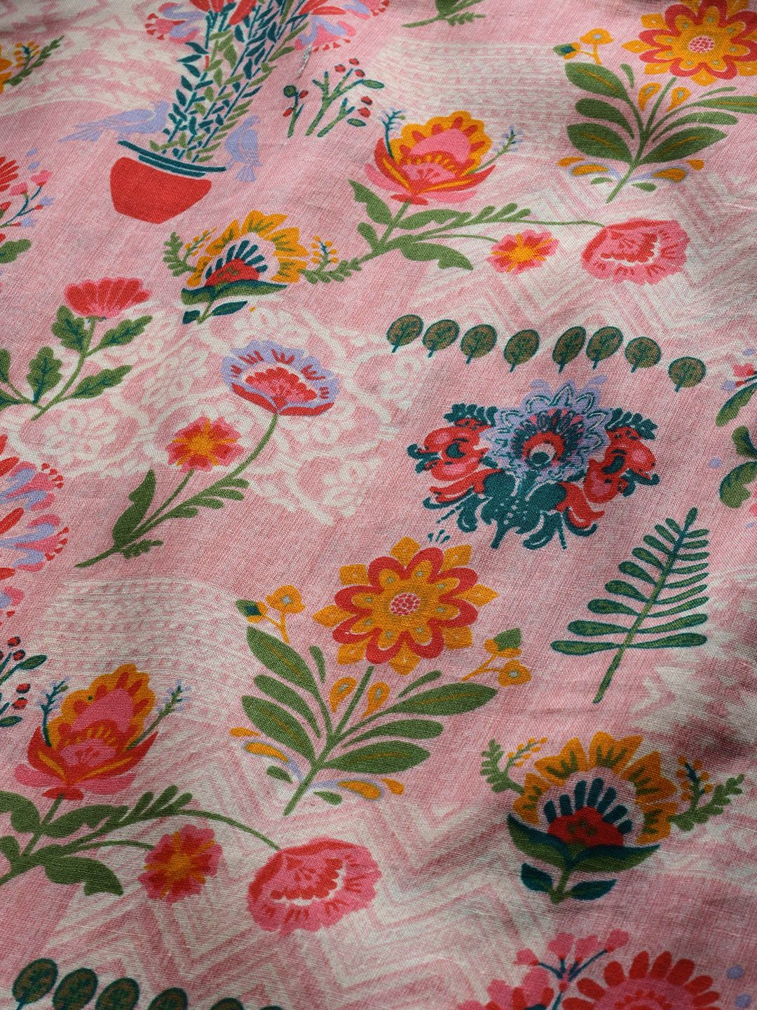 Anouk Women Pink & Mustard Yellow Printed Straight Kurta (Image - 1)