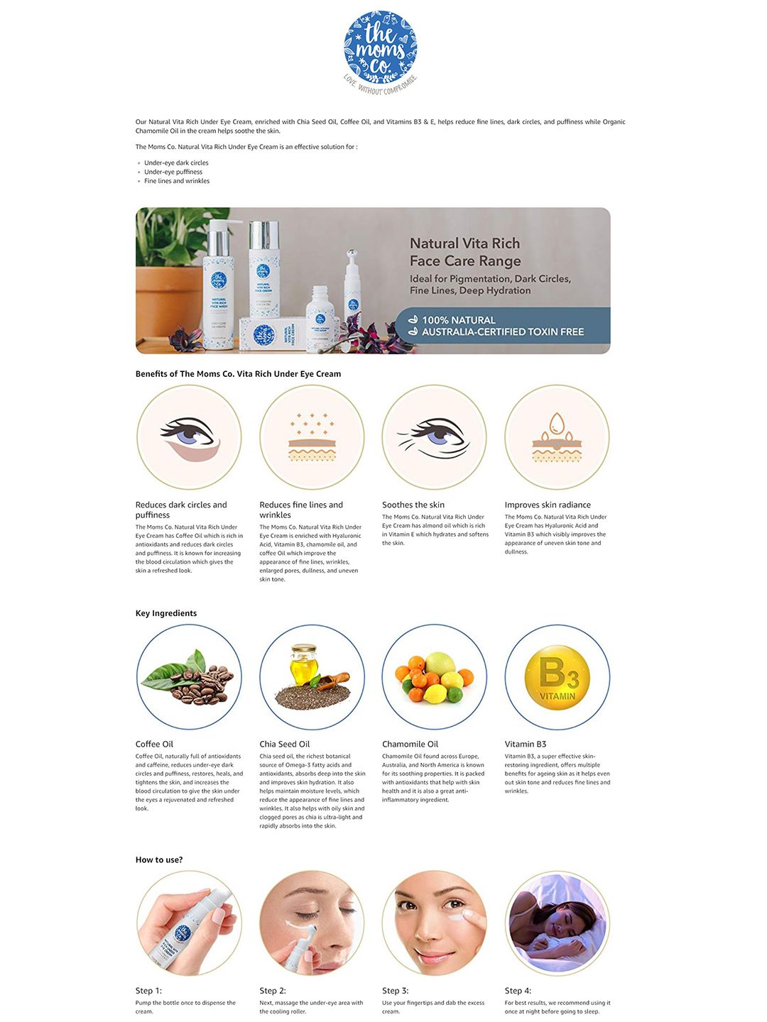The Moms Co. Natural Vita Rich Under Eye Cream 15 gm (Image - 1)