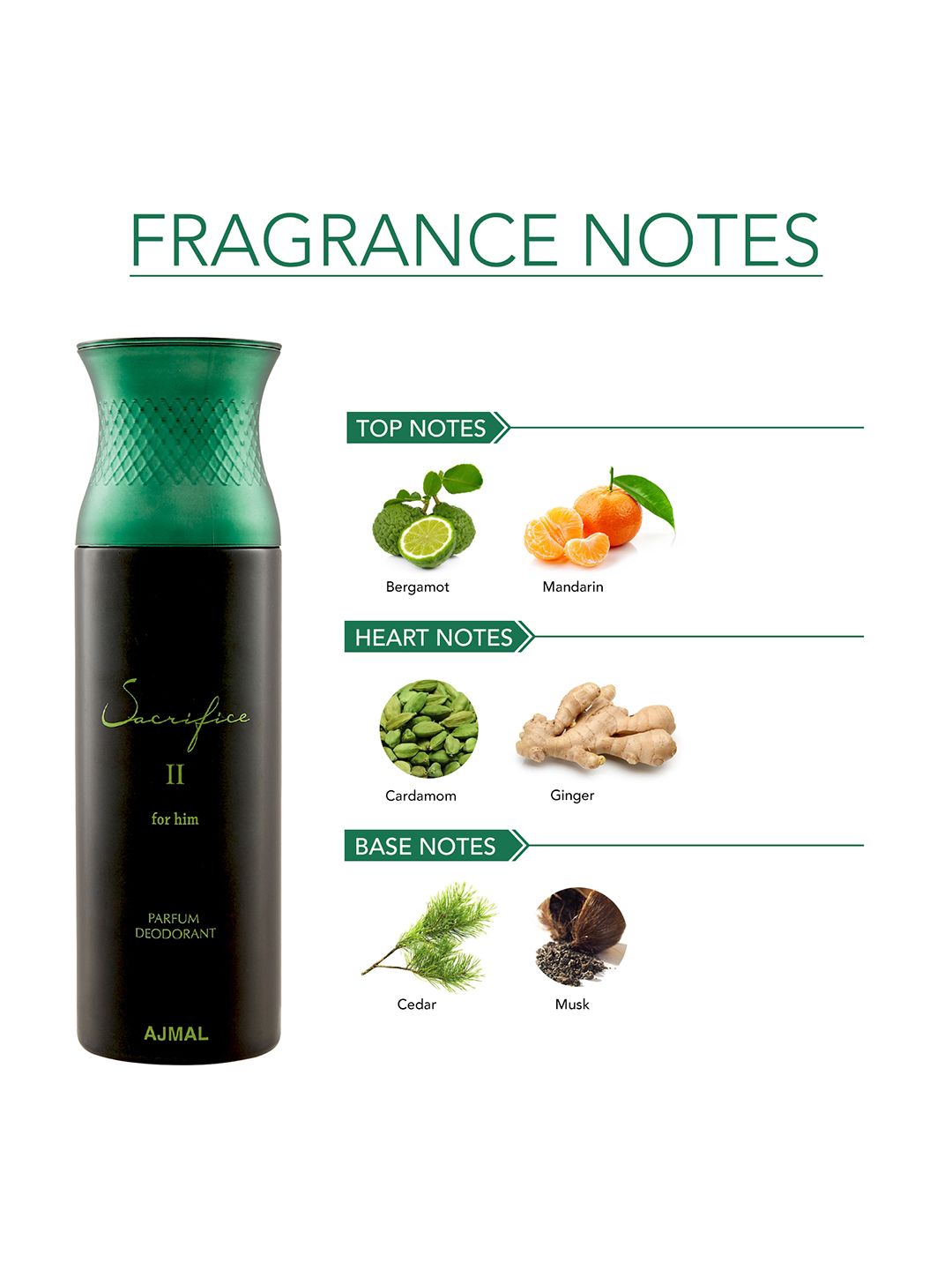 Ajmal Men Sacrifice II Perfume Deodorant 200ml (Image - 2)