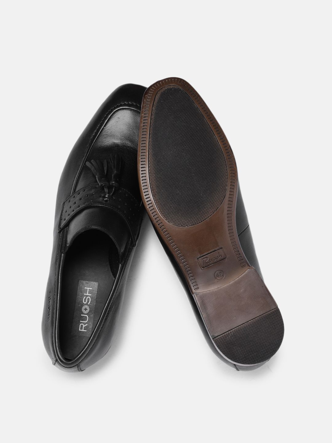 Ruosh Men Black Tassel Detail Battia Leather Slip-On Shoes (Image - 2)