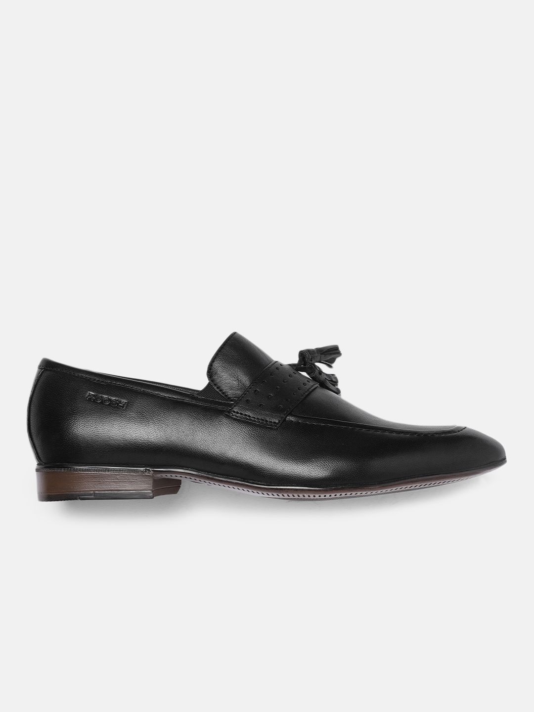 Ruosh Men Black Tassel Detail Battia Leather Slip-On Shoes (Image - 1)