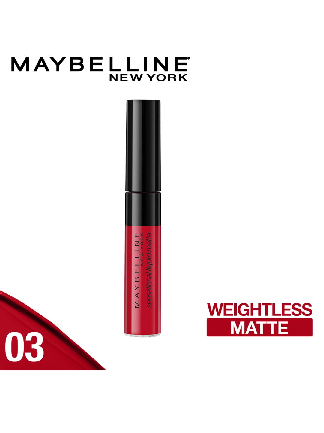 Maybelline New York Sensational Liquid Matte Lipstick Flush It Red 03 7 ml (Image - 2)