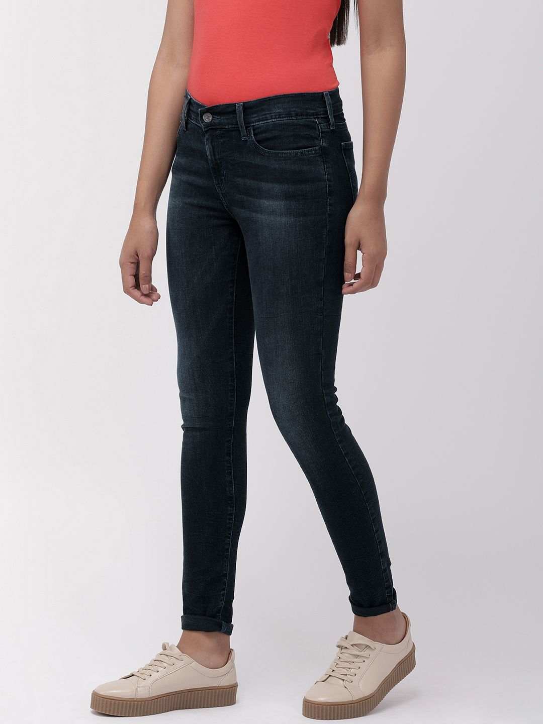 Levis Women Black 710 Super Skinny Fit Mid-Rise Clean Look Stretchable Jeans (Image - 1)