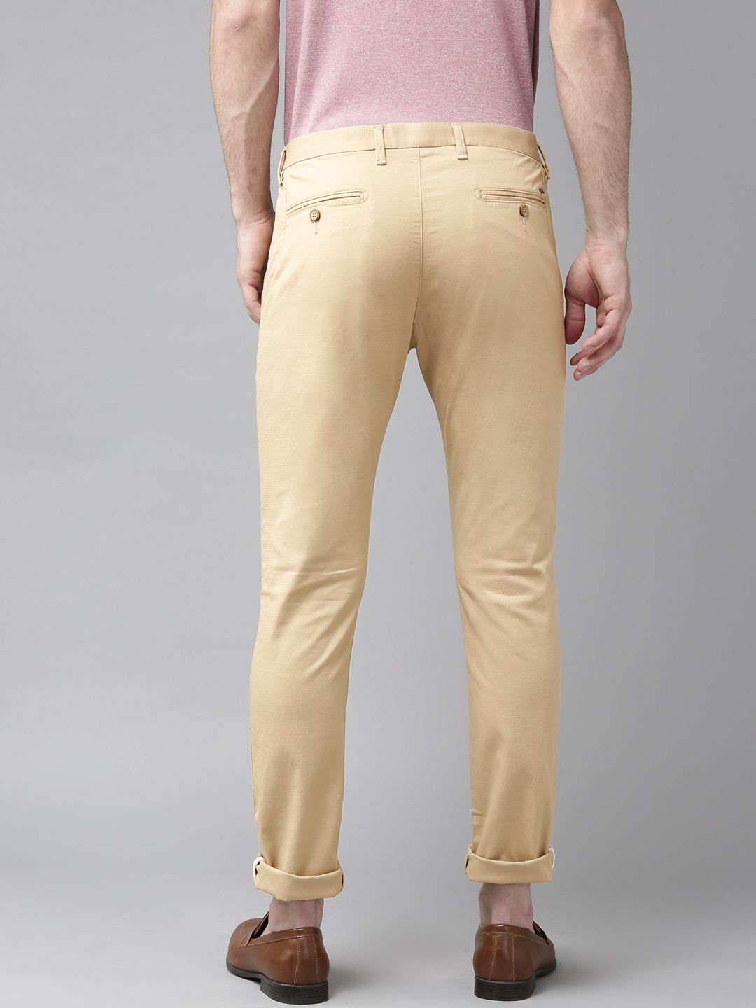 Blackberrys Men Beige Slim Fit Self Design Regular Trousers (Image - 2)