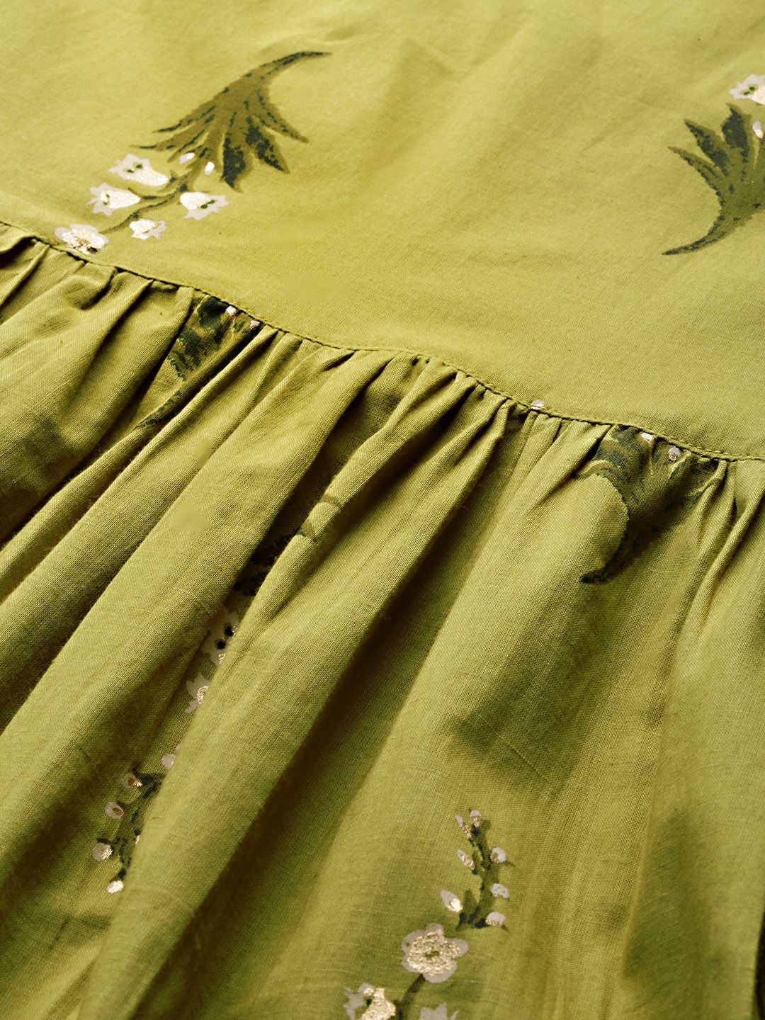 Anouk Women Green Floral Printed A-Line Kurta (Image - 1)