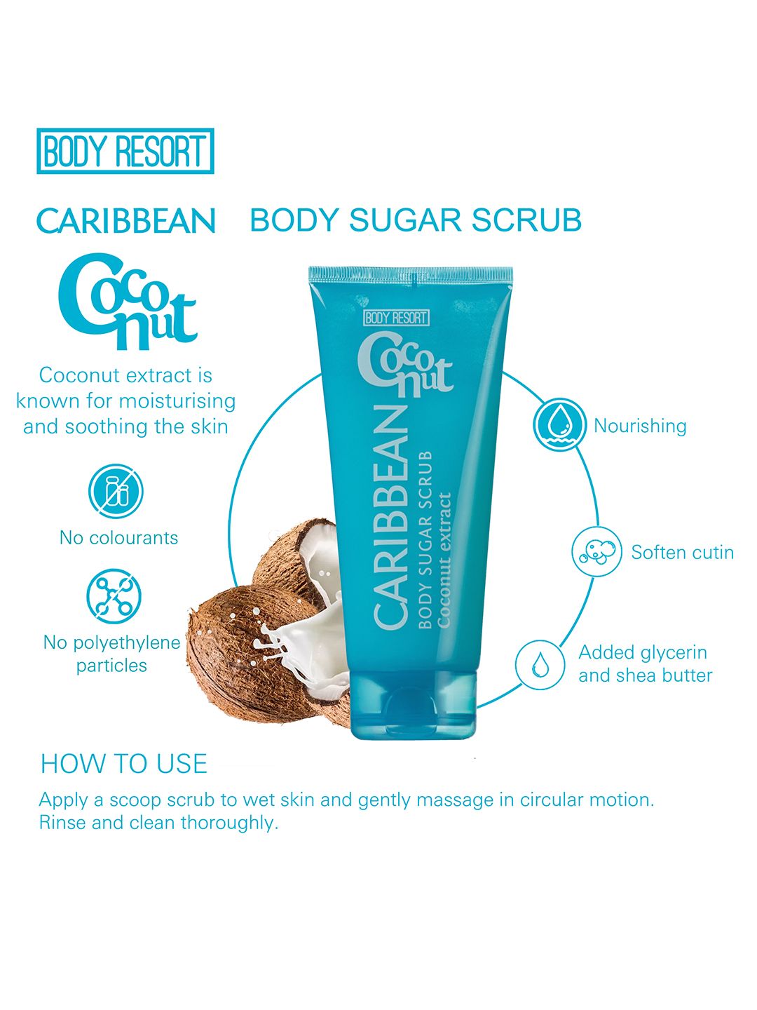 mades Unisex Body Resort Coconut Caribbean Body Sugar Scrub 250 g (Image - 2)