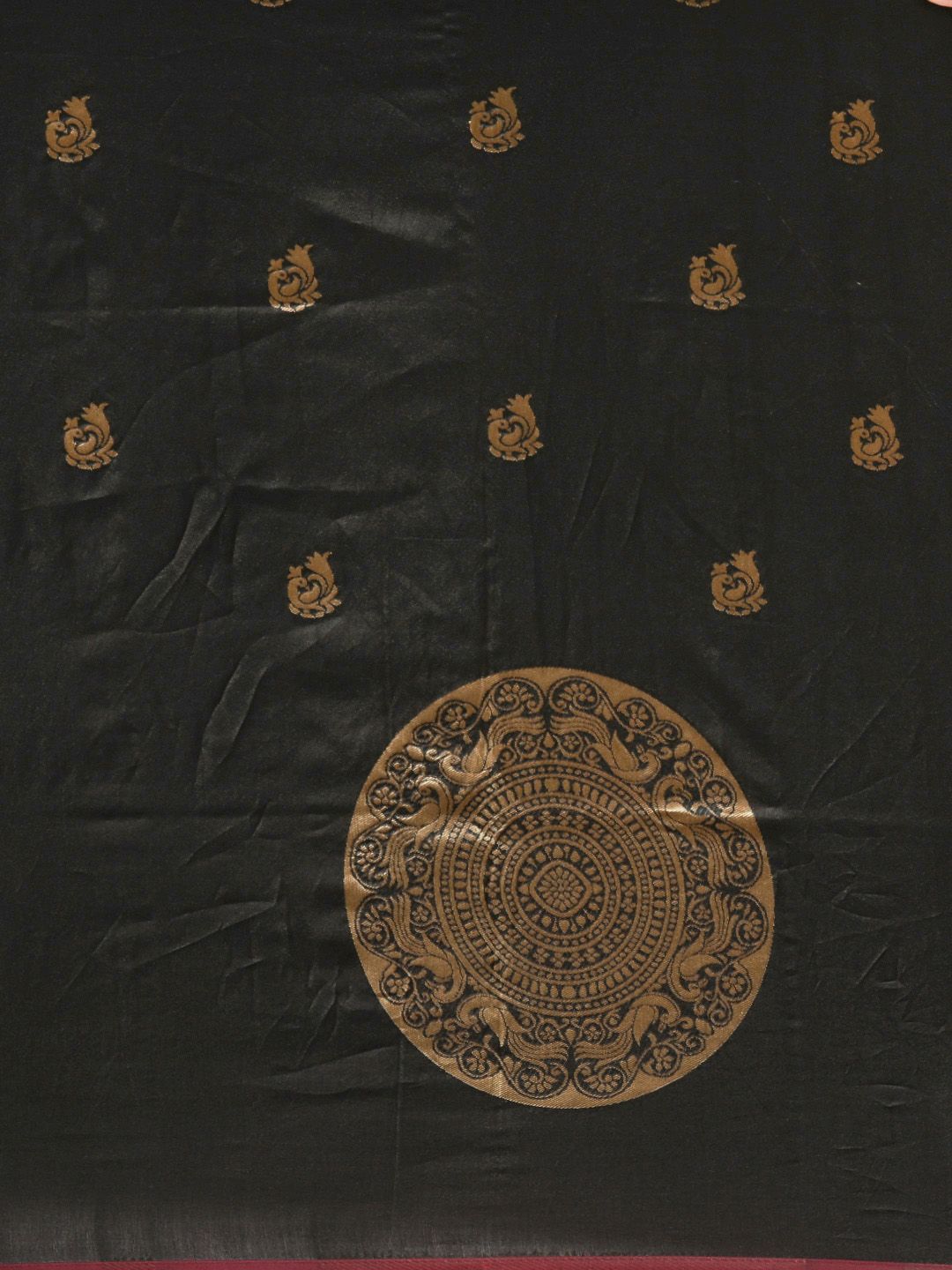 VASTRAD Black & Gold-Toned Silk Blend Woven Design Banarasi Saree (Image - 2)