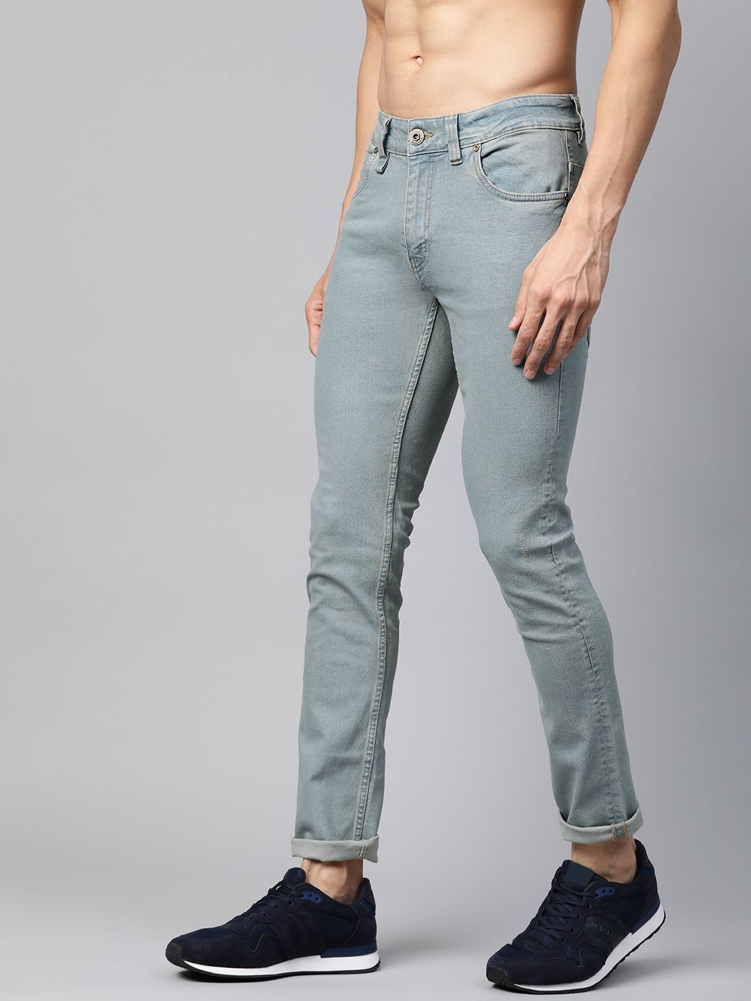 Roadster Men Blue Skinny Fit Mid-Rise Low Distressed Save Water Stretchable Jeans (Image - 1)