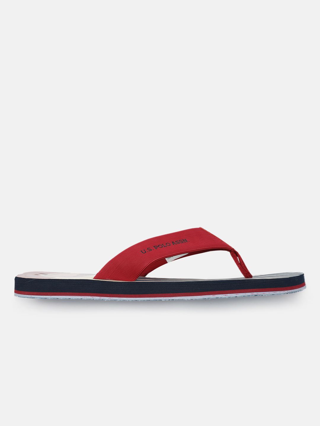 U.S. Polo Assn. Men Navy Blue & Cream-Coloured Printed LEANDER Thong Flip-Flops (Image - 1)