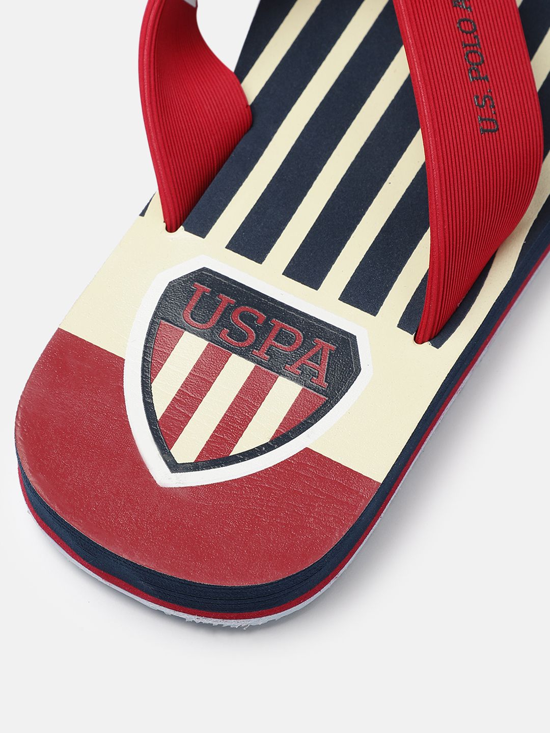 U.S. Polo Assn. Men Navy Blue & Cream-Coloured Printed LEANDER Thong Flip-Flops (Image - 3)
