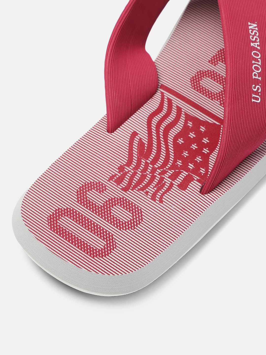 U.S. Polo Assn. Men Red & White Striped MARINOS Thong Flip-Flops (Image - 3)
