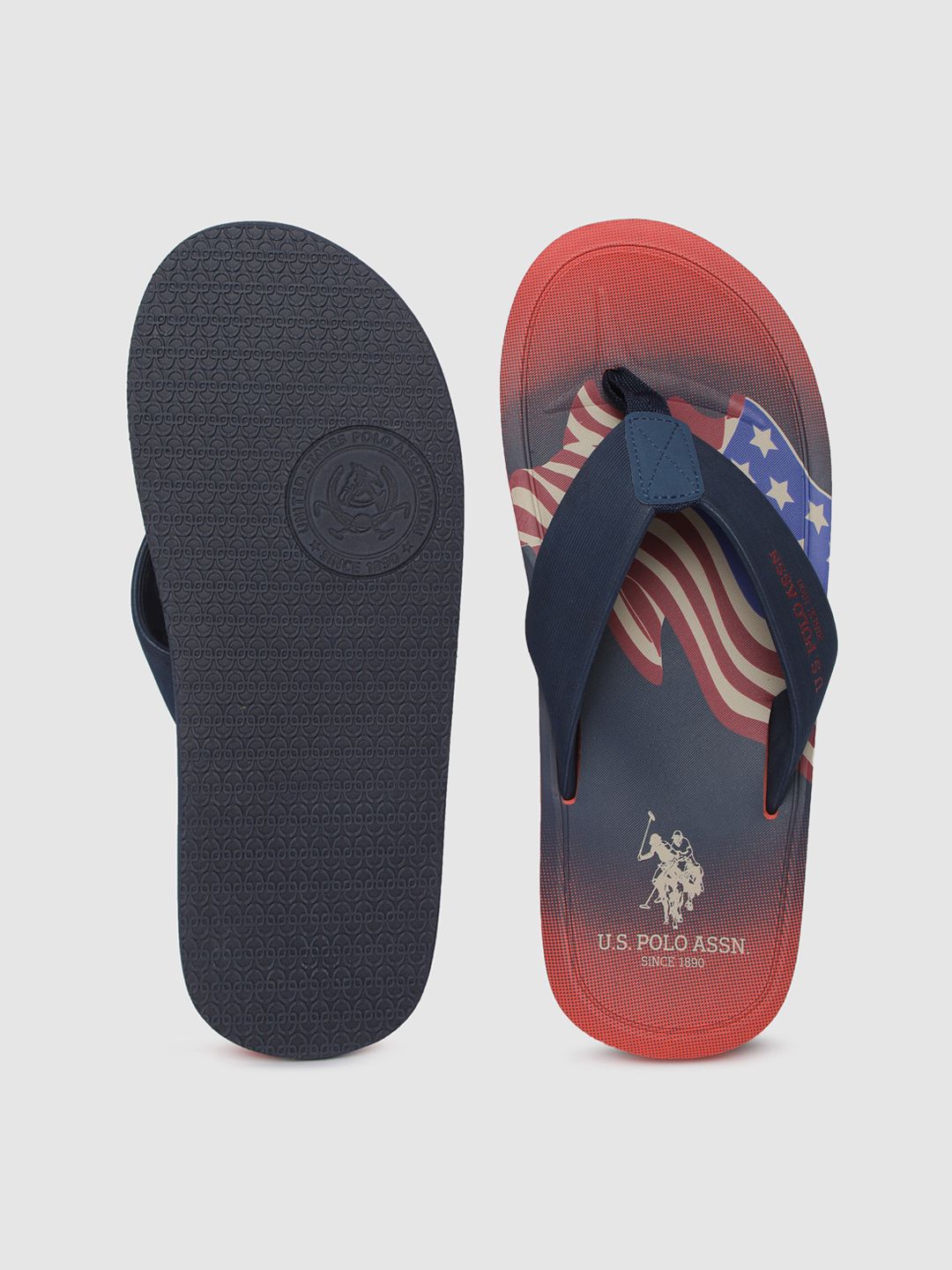 U.S. Polo Assn. Men Blue & Red Printed Thong Flip-Flops (Image - 3)