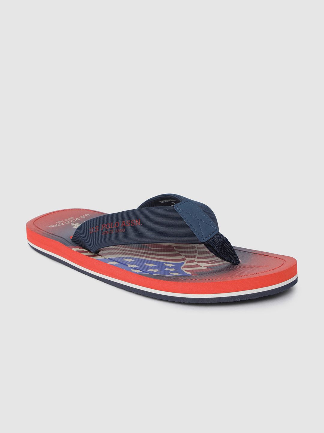U.S. Polo Assn. Men Blue & Red Printed Thong Flip-Flops (Image - 1)