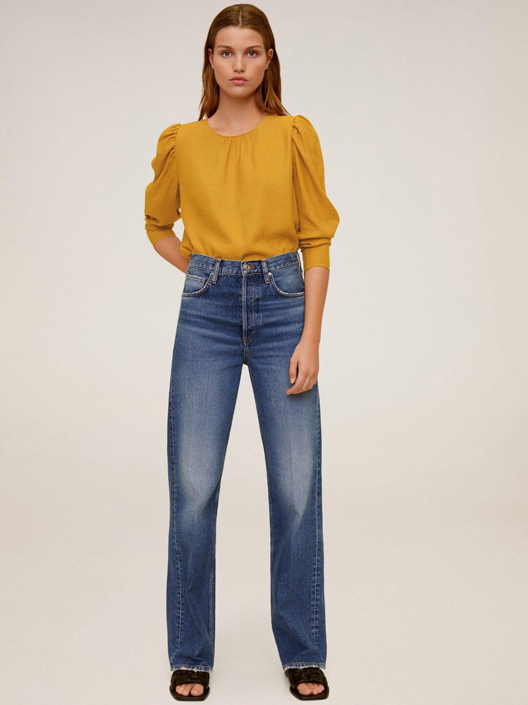 MANGO Women Mustard Yellow Solid Top (Image - 3)