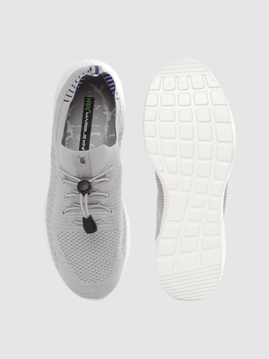 HRX by Hrithik Roshan Women Grey Woven Design Marble Knit Running Shoes (Image - 3)