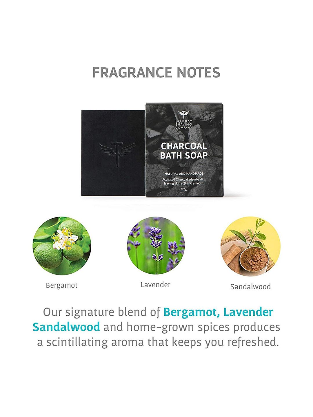 Bombay Shaving Company Set of 3 Activated Bamboo Charcoal Bath Soap 375g (Image - 1)