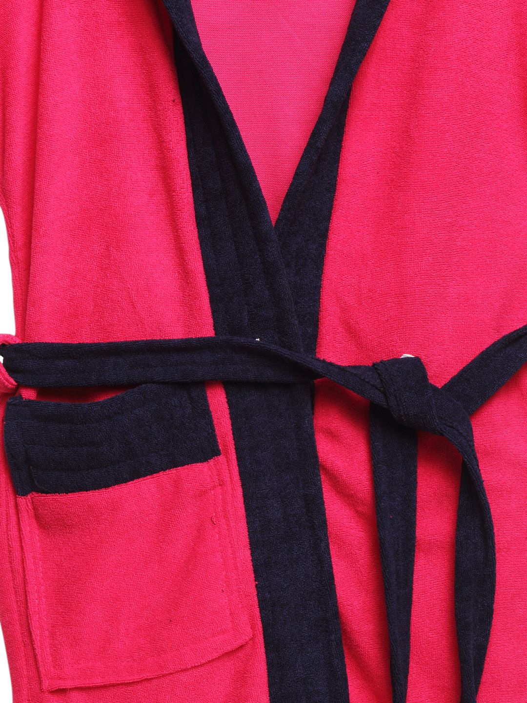 ELEVANTO Kids Fuchsia & Navy Blue Colourblocked BATHKIDOO Bath Robe (Image - 2)