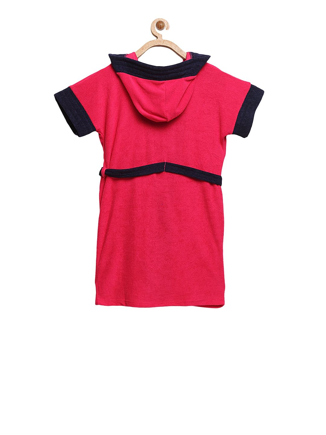 ELEVANTO Kids Fuchsia & Navy Blue Colourblocked BATHKIDOO Bath Robe (Image - 1)