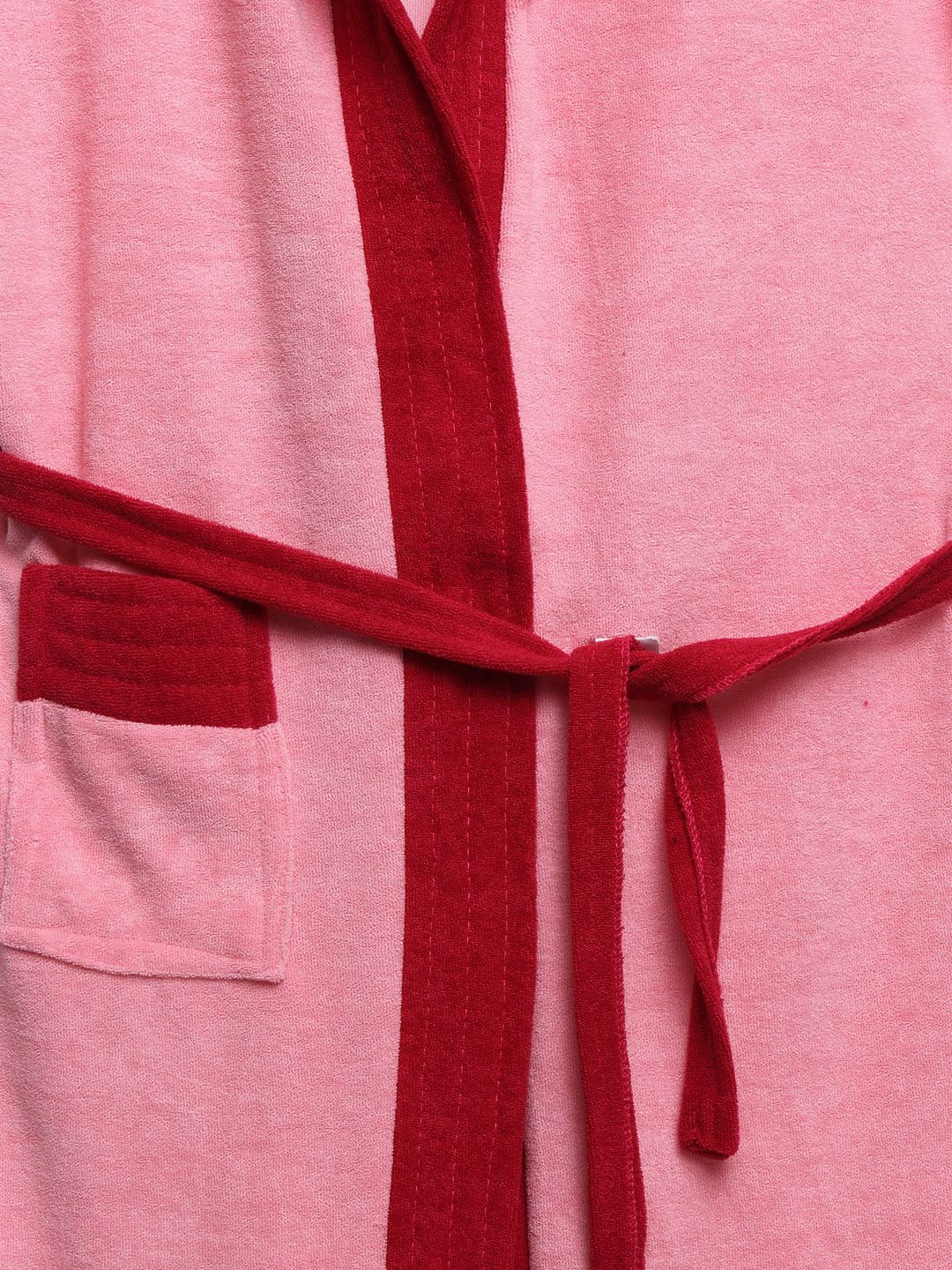 ELEVANTO Kids Pink & Red Colourblocked BATHKIDOO Bath Robe (Image - 3)