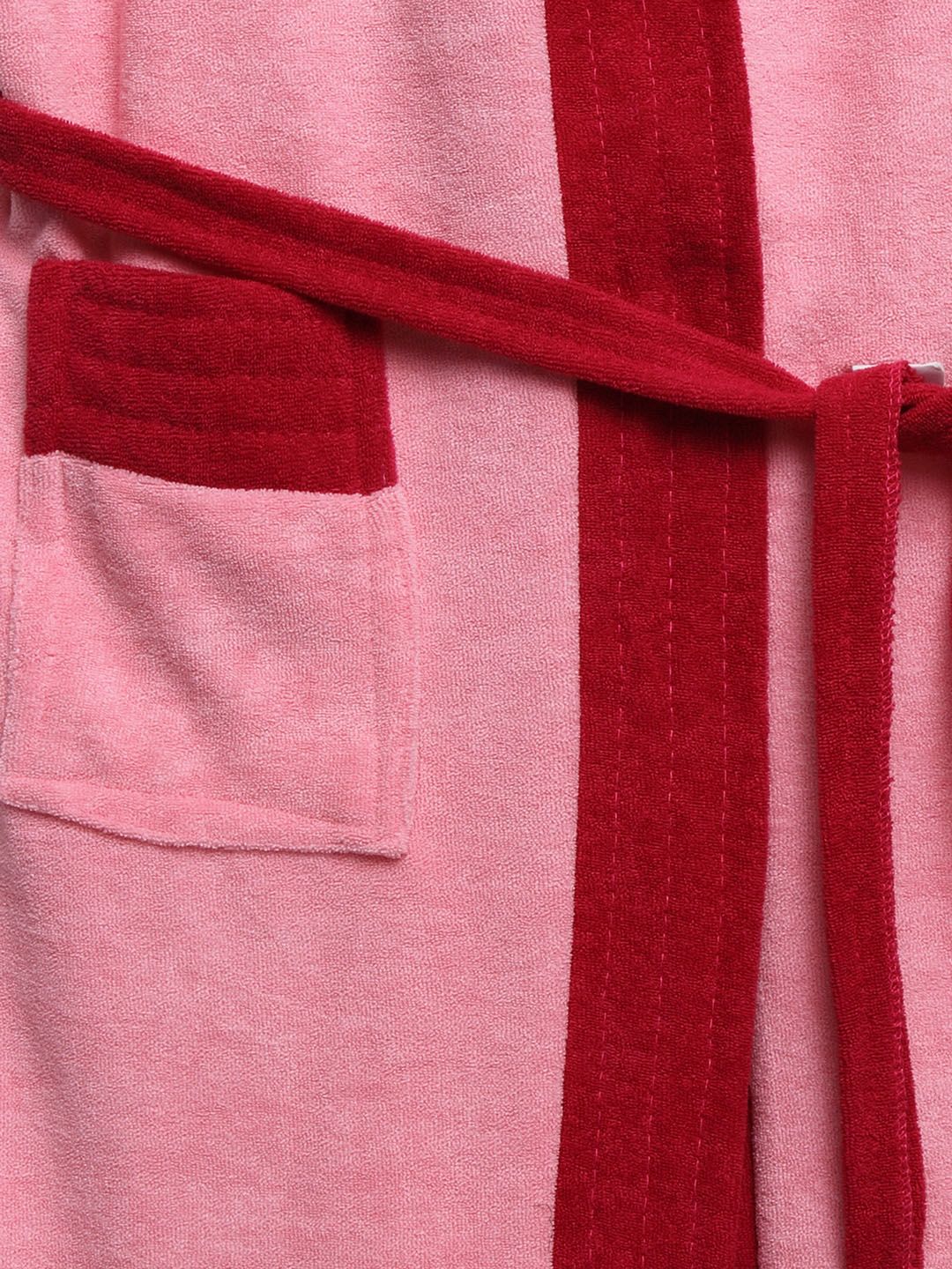 ELEVANTO Kids Pink & Red Colourblocked BATHKIDOO Bath Robe (Image - 2)