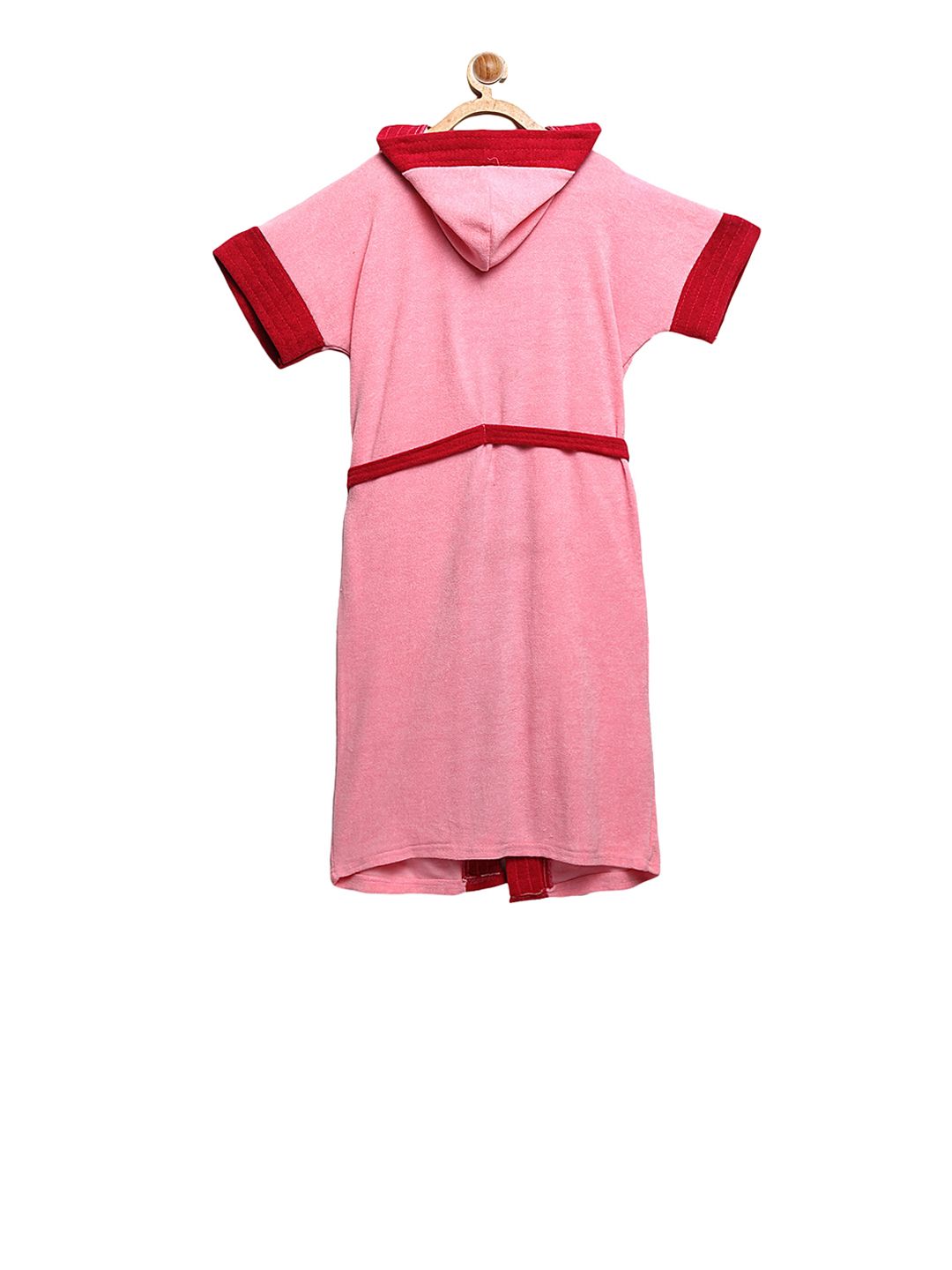 ELEVANTO Kids Pink & Red Colourblocked BATHKIDOO Bath Robe (Image - 1)
