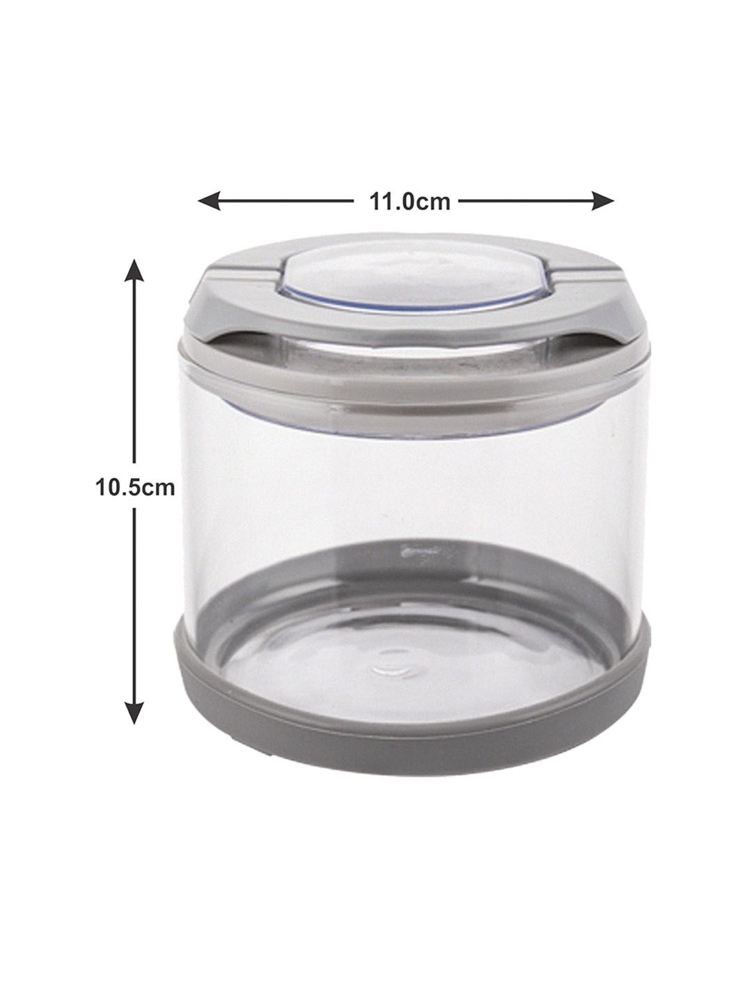 White Gold Set Of 3 Transparent & Grey Flip Lock-Tight Borosilicate Glass Storage Jars (Image - 3)