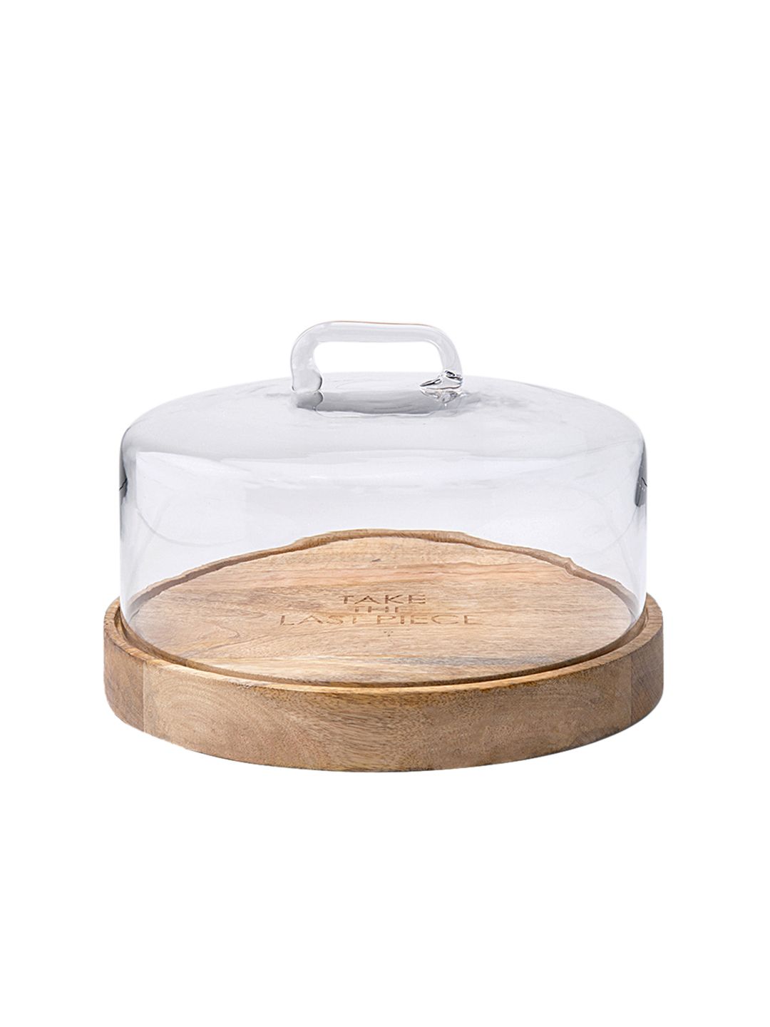 ellementry Transparent And Brown Solid Cylindrical Glass Cloche With Wooden Base (Image - 2)