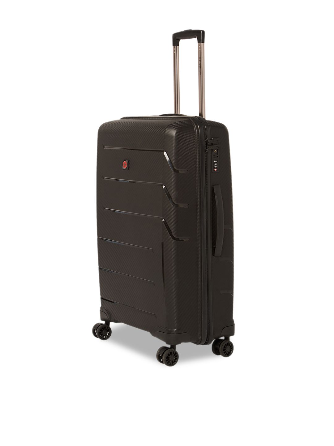 SWISS BRAND Unisex Black Solid MATTERHORN Hard-Sided Medium Trolley Suitcase (Image - 1)