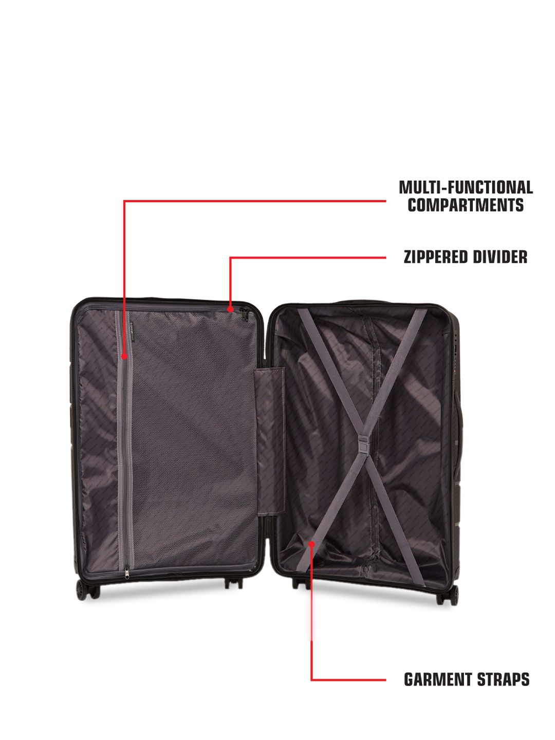 SWISS BRAND Unisex Black Solid MATTERHORN Hard-Sided Medium Trolley Suitcase (Image - 3)