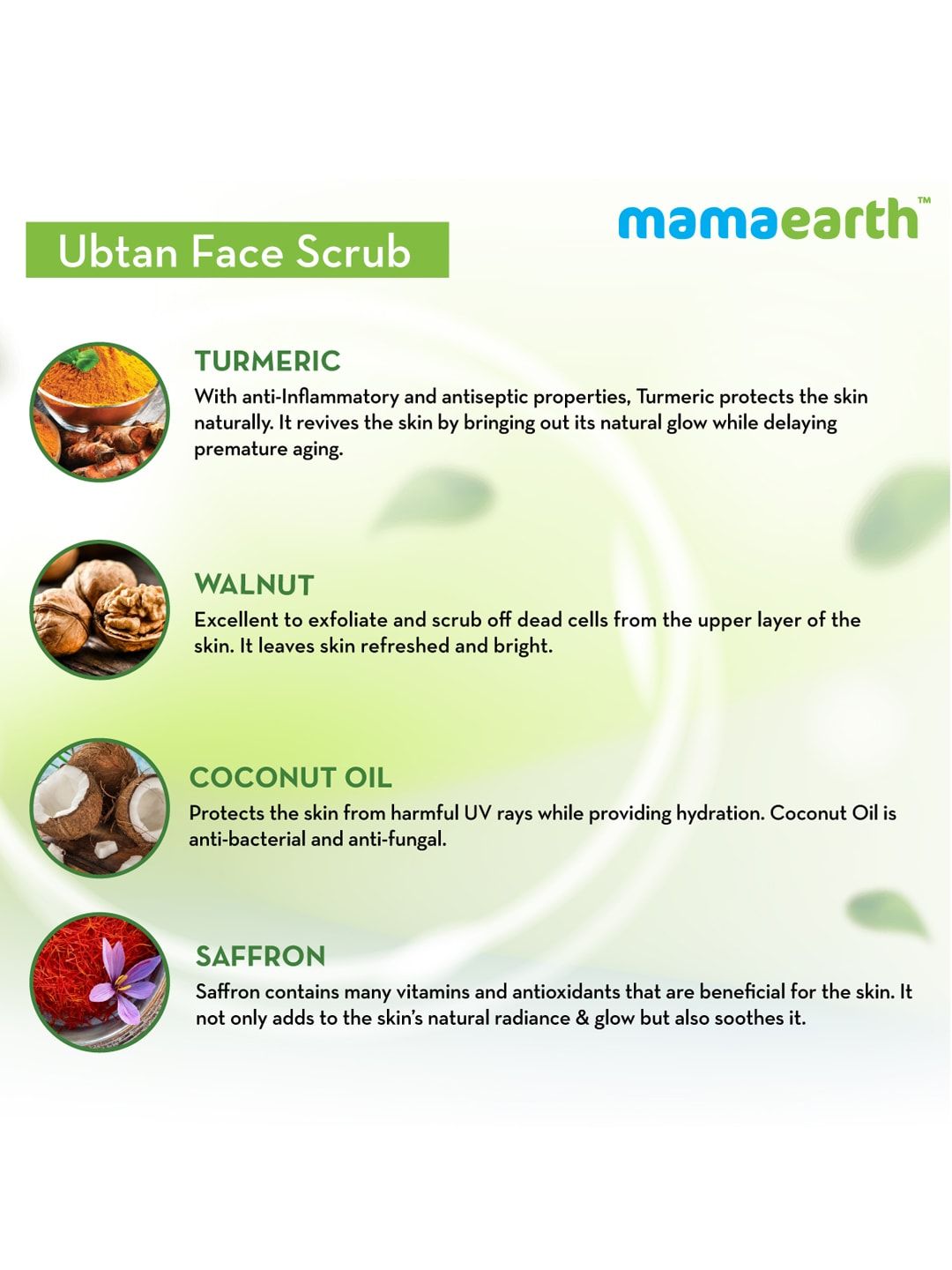 Mamaearth Ubtan Sustainable Scrub For Face with Turmeric & Walnut for Tan Removal - 100g (Image - 3)