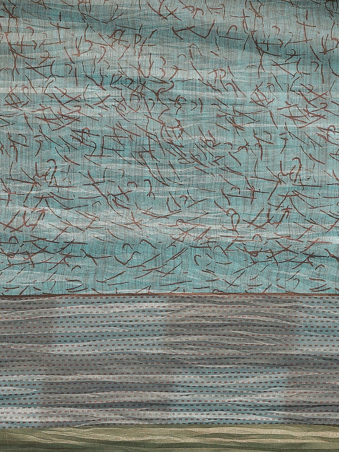Saree mall Sea Green & Brown Printed Saree (Image - 2)