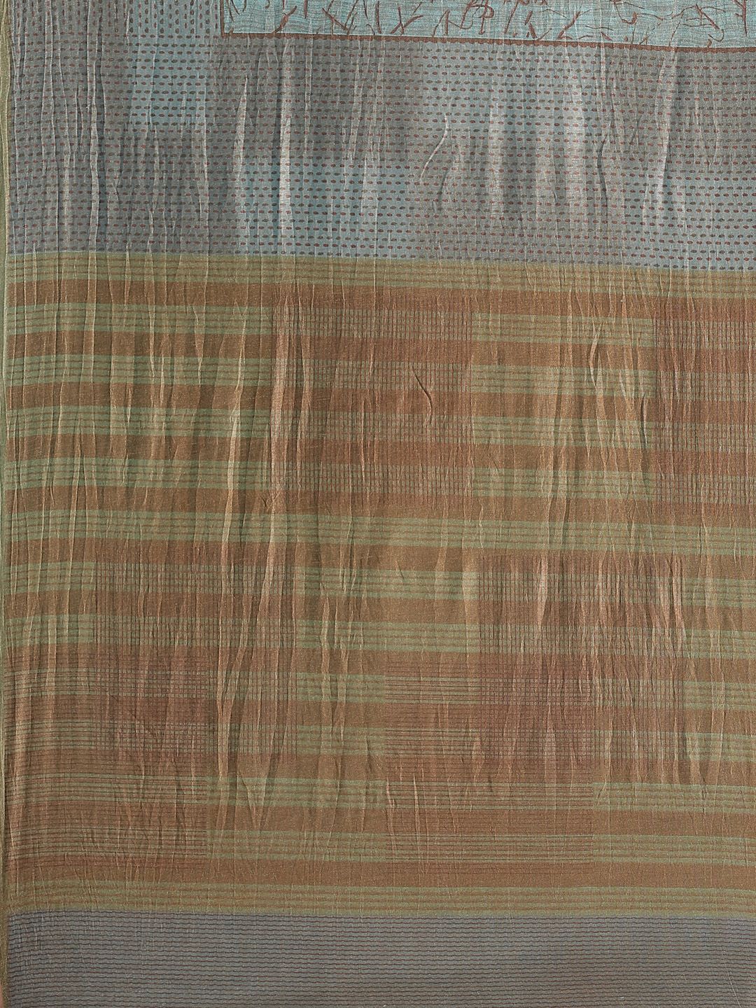 Saree mall Sea Green & Brown Printed Saree (Image - 3)