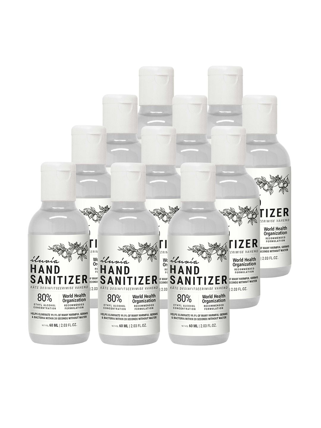 iluvia Professional Pack of 11 Hypoallergenic Gel Sanitizer 60 ml each (Image - 1)