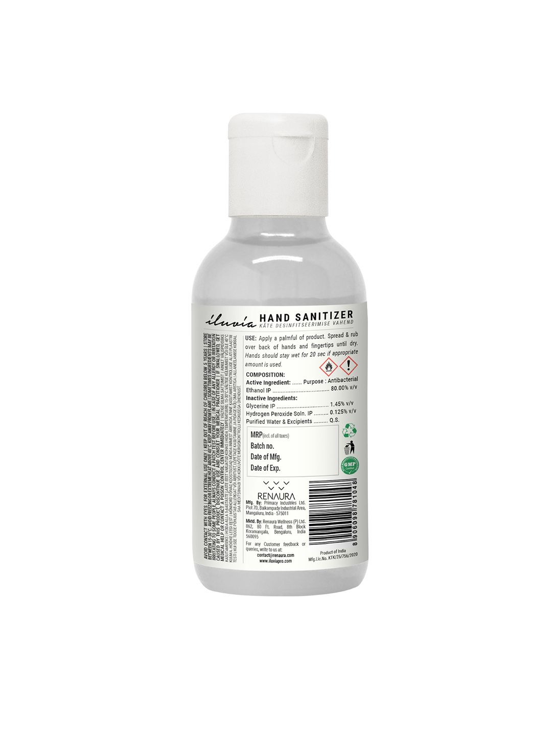 iluvia Professional Pack Of 6 80% Alcohol Hypoallergenic Gel Sanitizer 600ml (Image - 1)