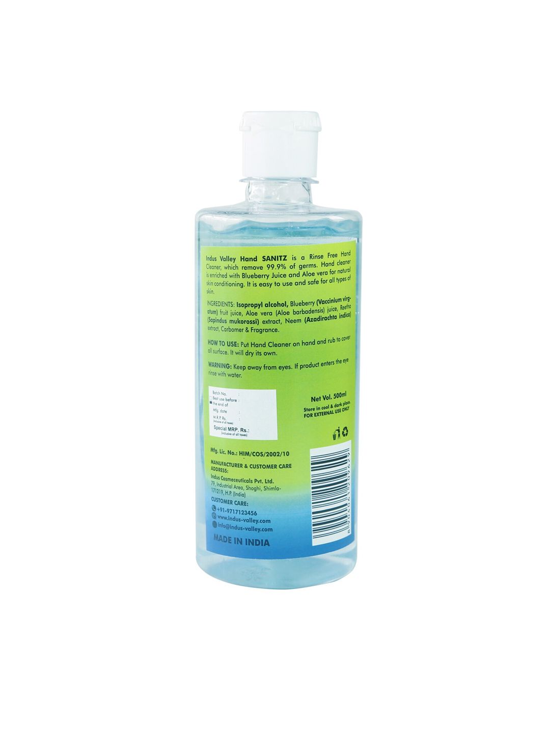 Indus valley instant hand cleaner sanitizer with blueberry juice-500ml (Image - 1)