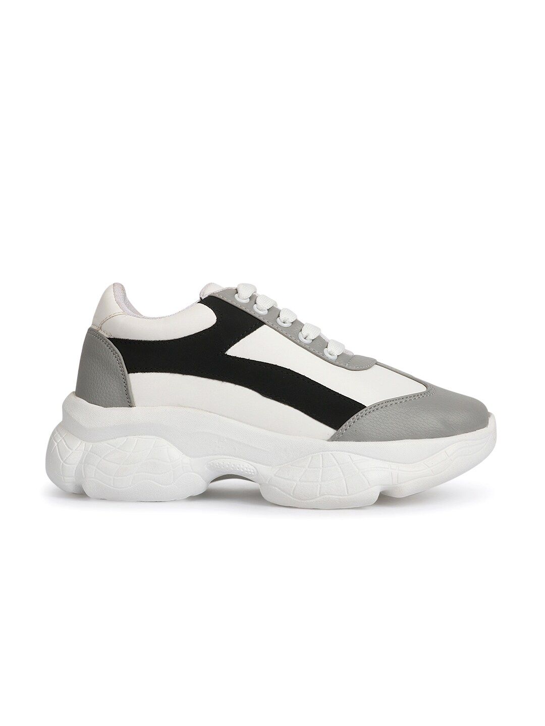 ZAPATOZ Women Grey & White Colourblocked Walking Shoes (Image - 2)