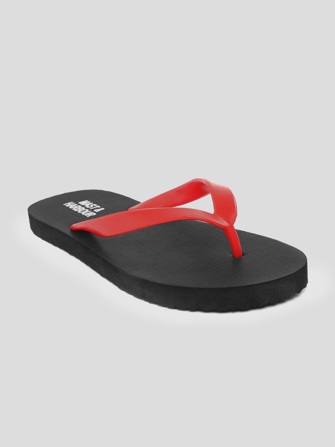Mast & Harbour Men Red & Black Solid Thong Flip-Flops (Image - 1)