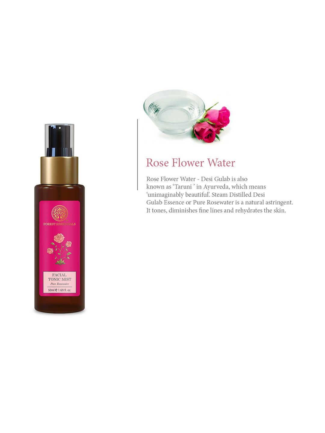 Forest Essentials Unisex Pure Rosewater Facial Tonic Mist 50 ml (Image - 3)