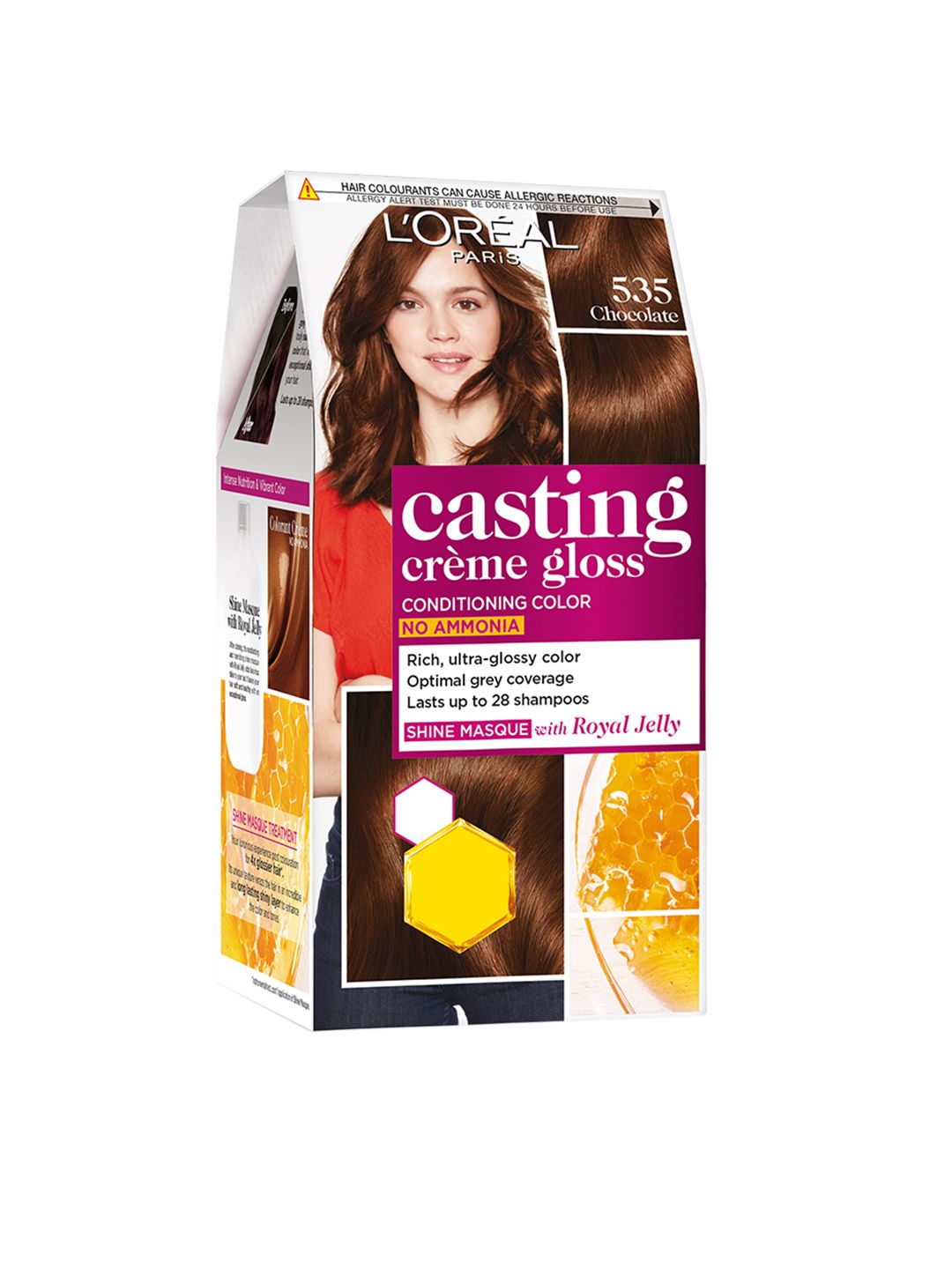 LOreal Paris Casting Creme Gloss Hair Color - Chocolate 535 87.5g+72ml (Image - 1)