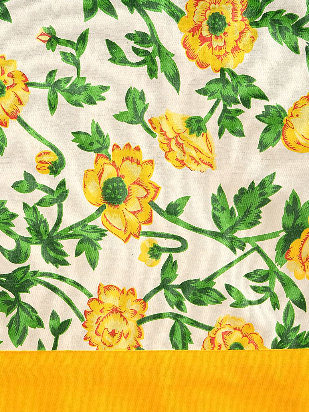 SWAYAM Off-White Floral Print Rectangular 60 x 90 Cotton Table Cover (Image - 3)