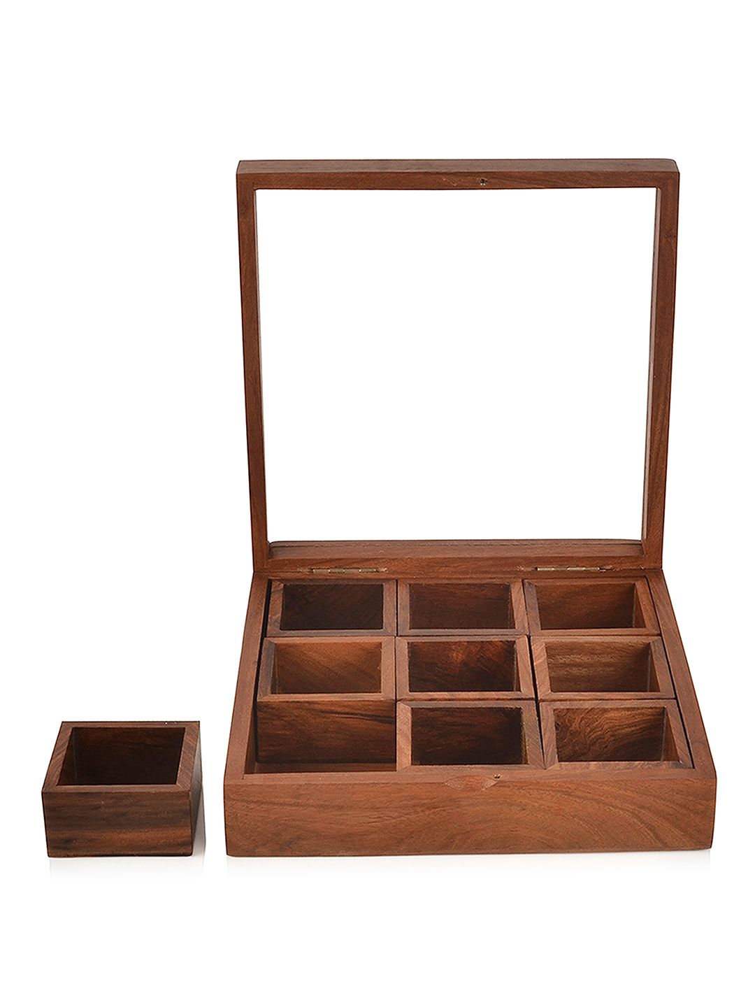 ExclusiveLane Brown Sheesham Wood Spice Box With Container & Spoon (Image - 2)