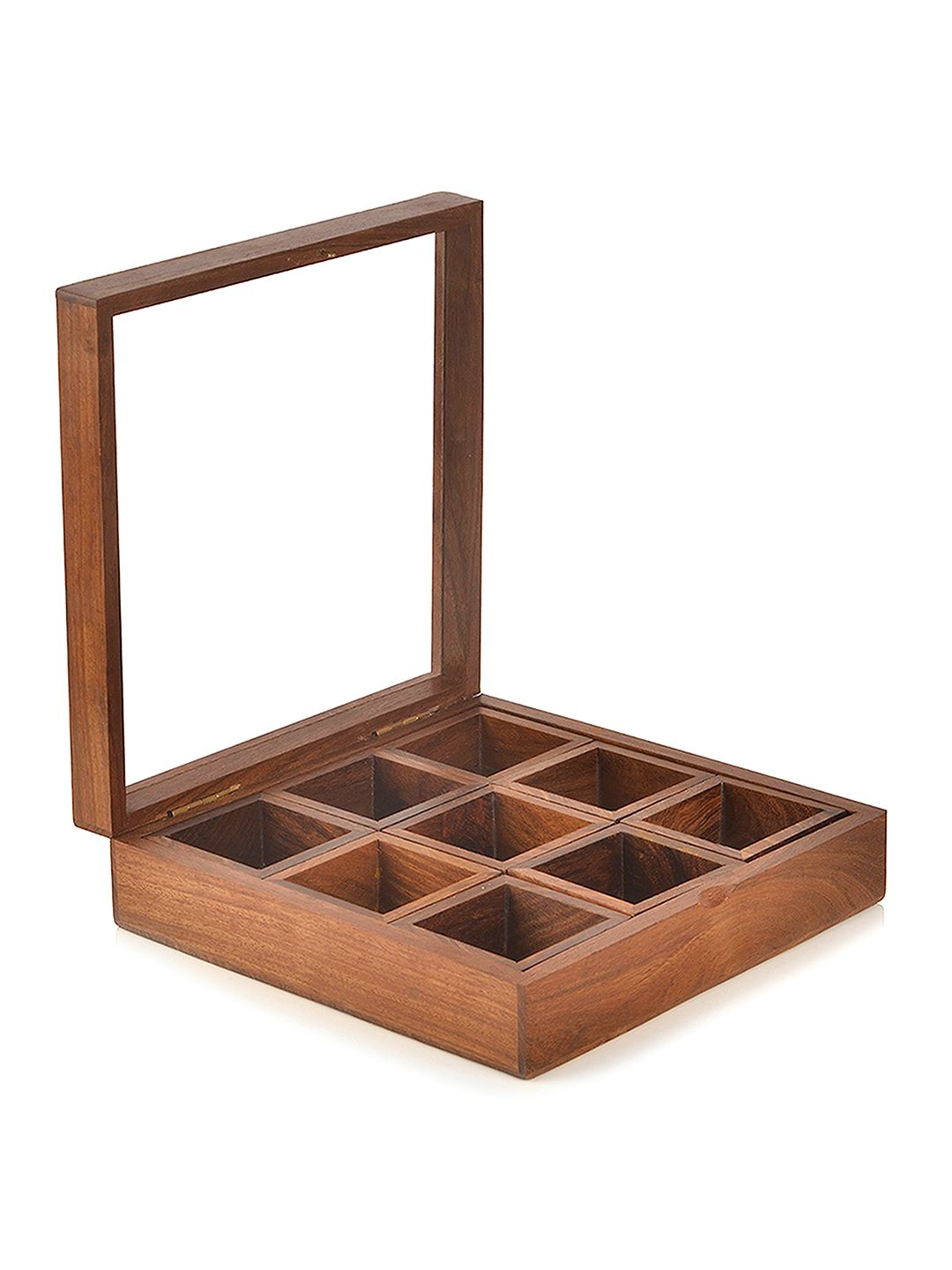 ExclusiveLane Brown Sheesham Wood Spice Box With Container & Spoon (Image - 1)