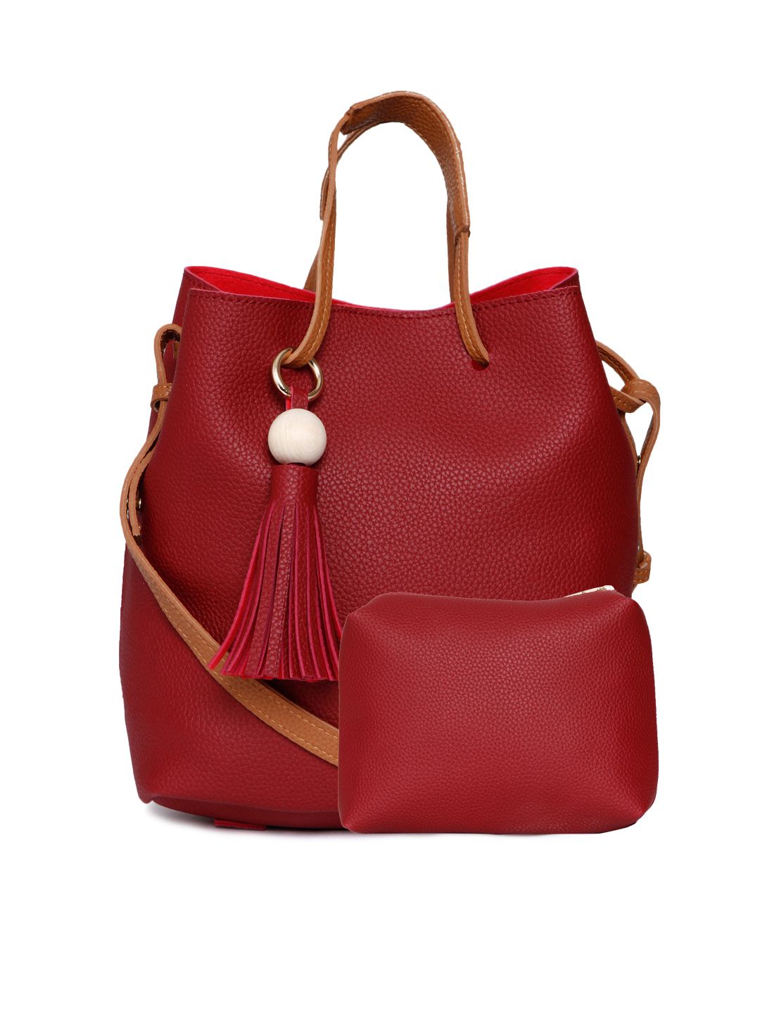 DressBerry Red Textured Bucket Bag (Image - 1)