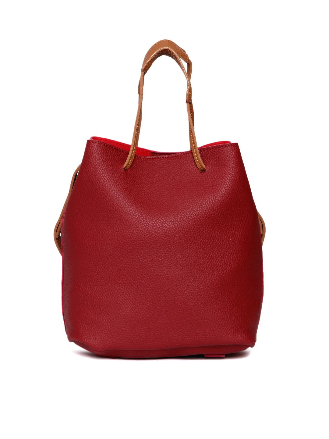 DressBerry Red Textured Bucket Bag (Image - 3)