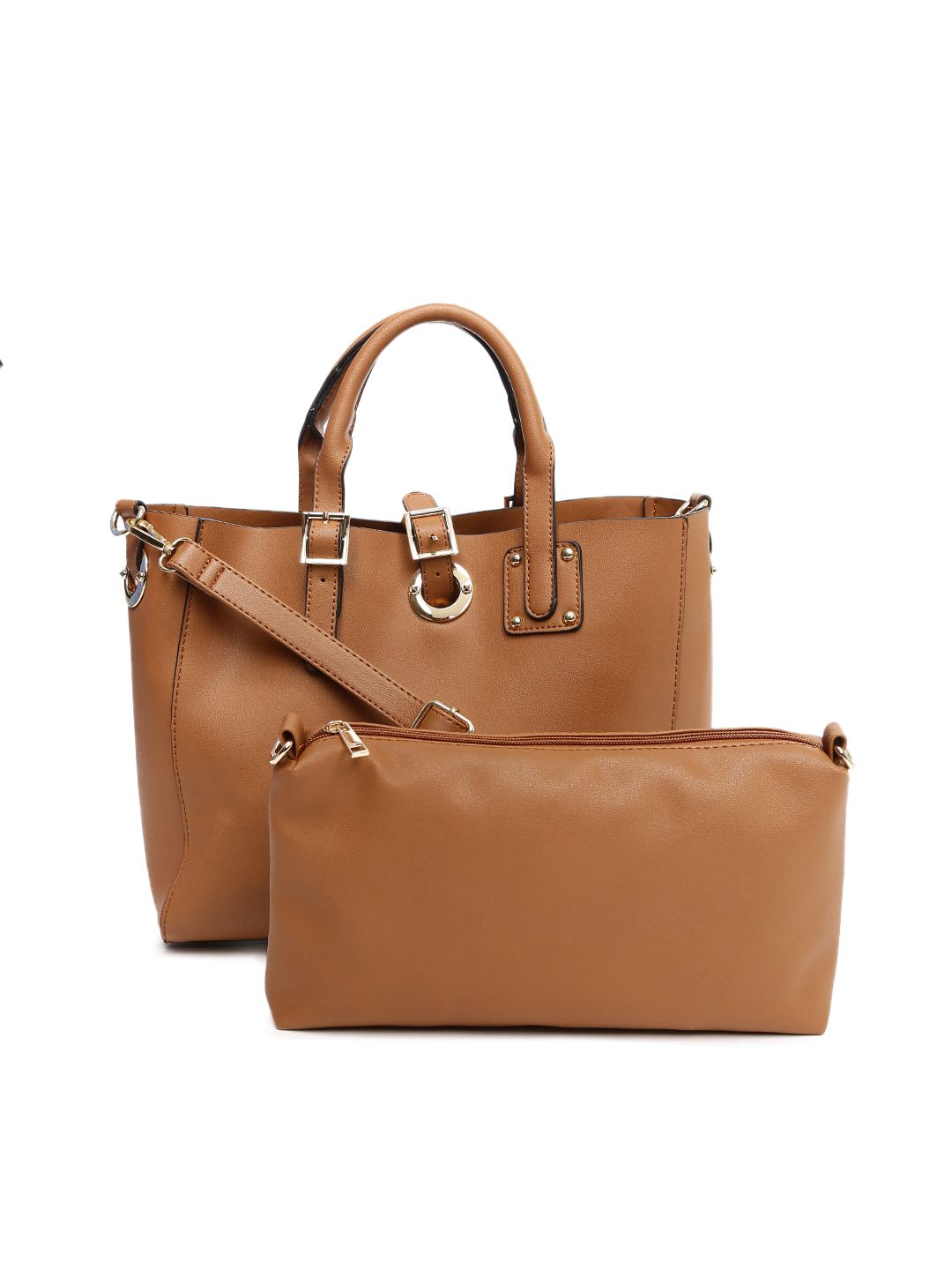 DressBerry Tan Brown Handbag with Detachable Pouch (Image - 1)