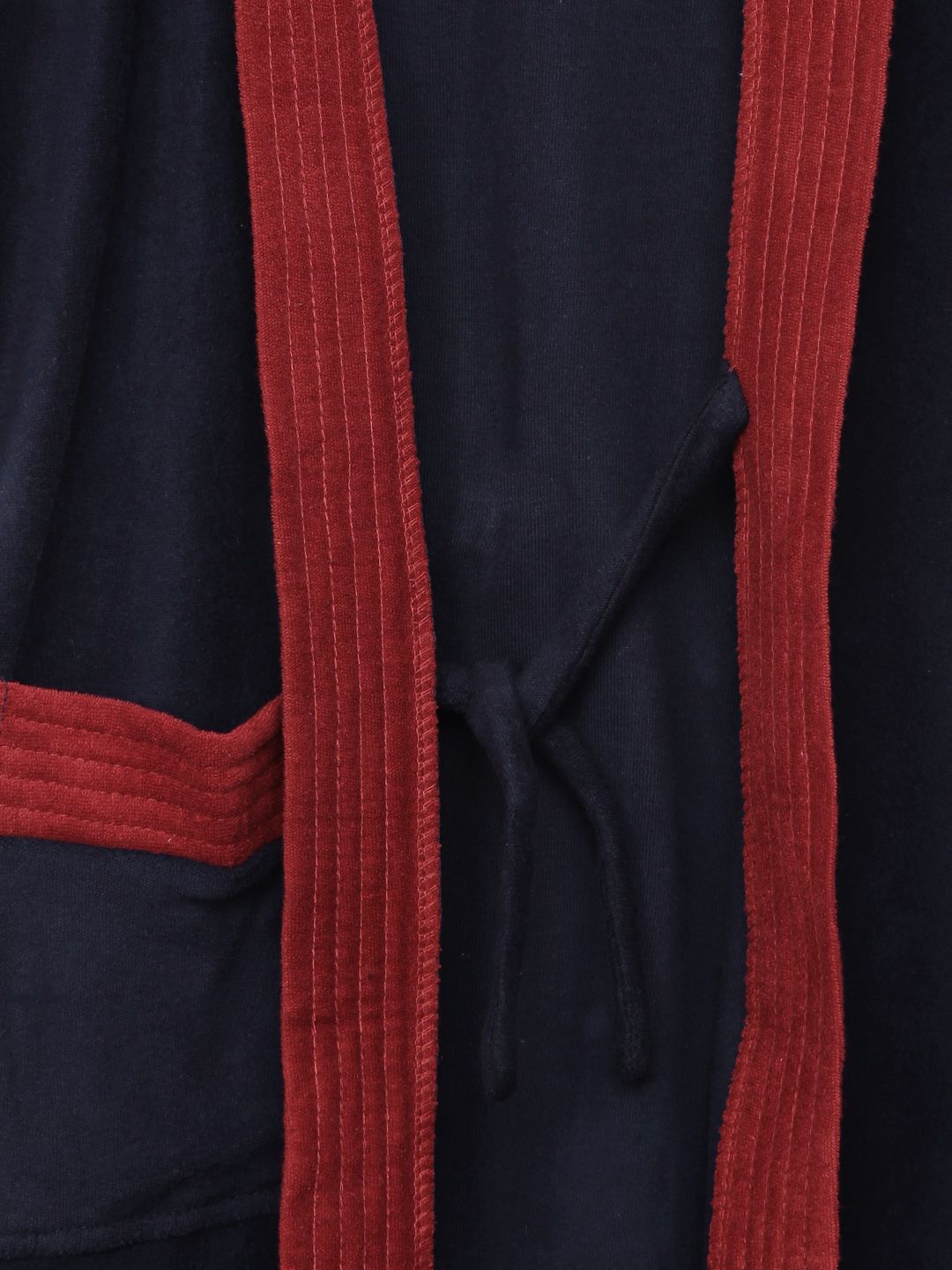 Sand Dune Boys Navy & Maroon Hooded Bathrobe (Image - 2)