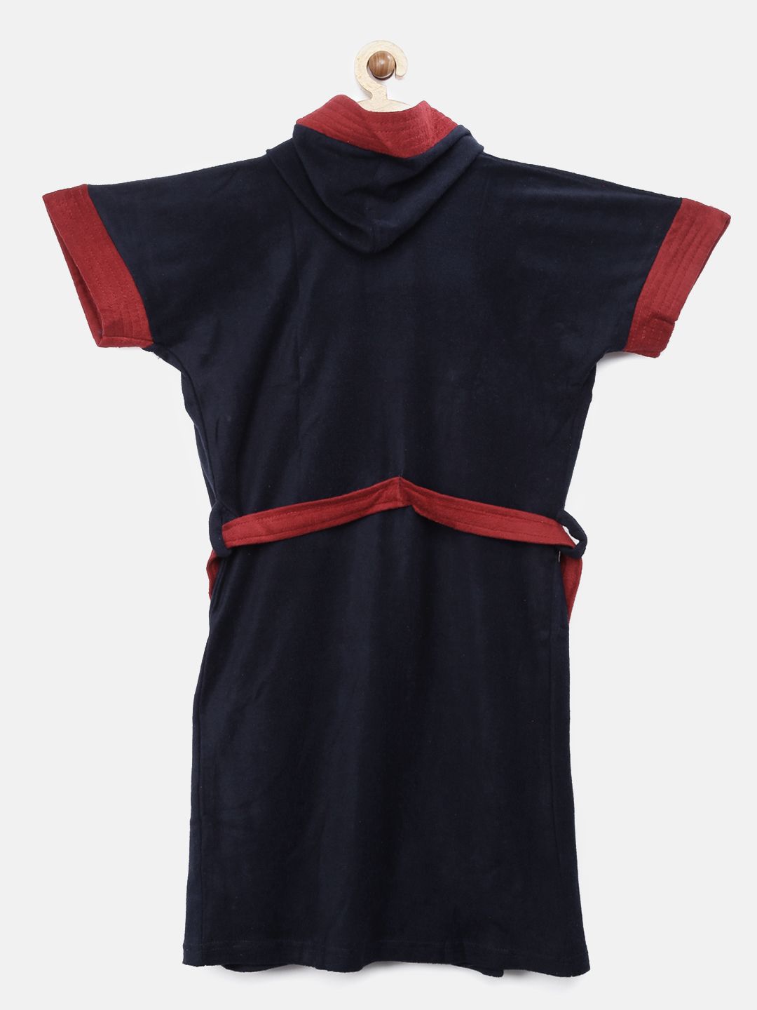 Sand Dune Boys Navy & Maroon Hooded Bathrobe (Image - 1)