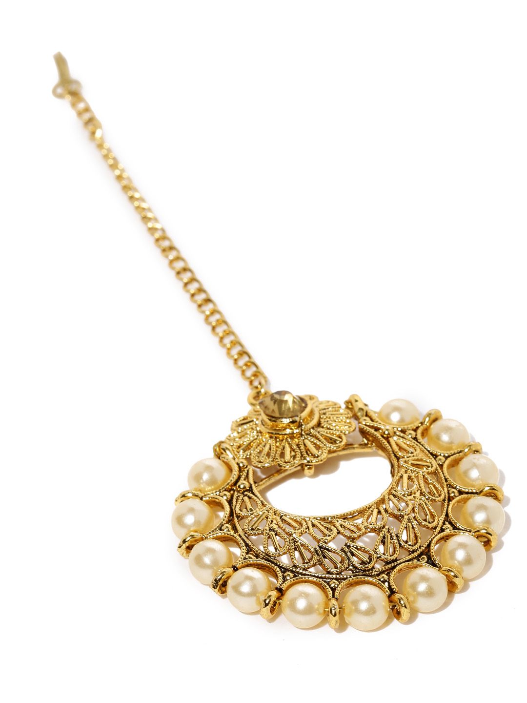 Zaveri Pearls Gold-Plated Beaded Maang Tikka (Image - 2)