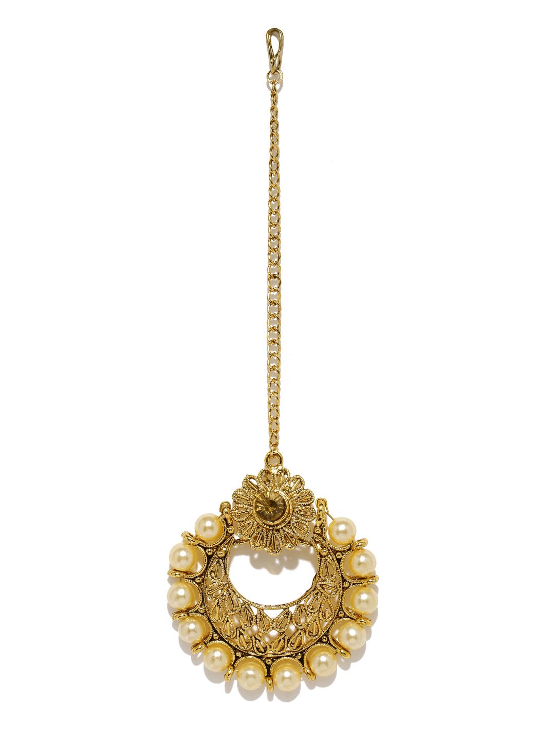 Zaveri Pearls Gold-Plated Beaded Maang Tikka (Image - 1)